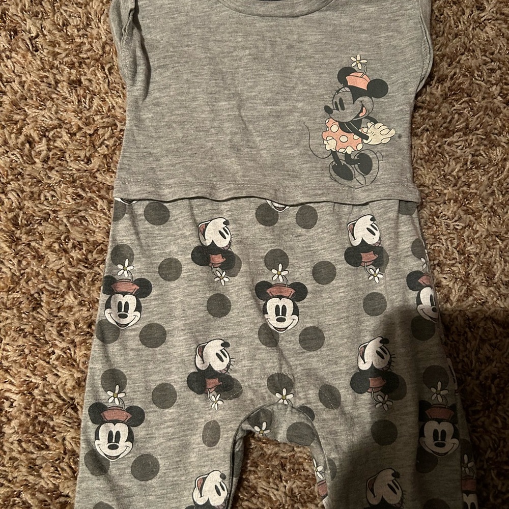 Gray Mickey Mouse Baby Romper